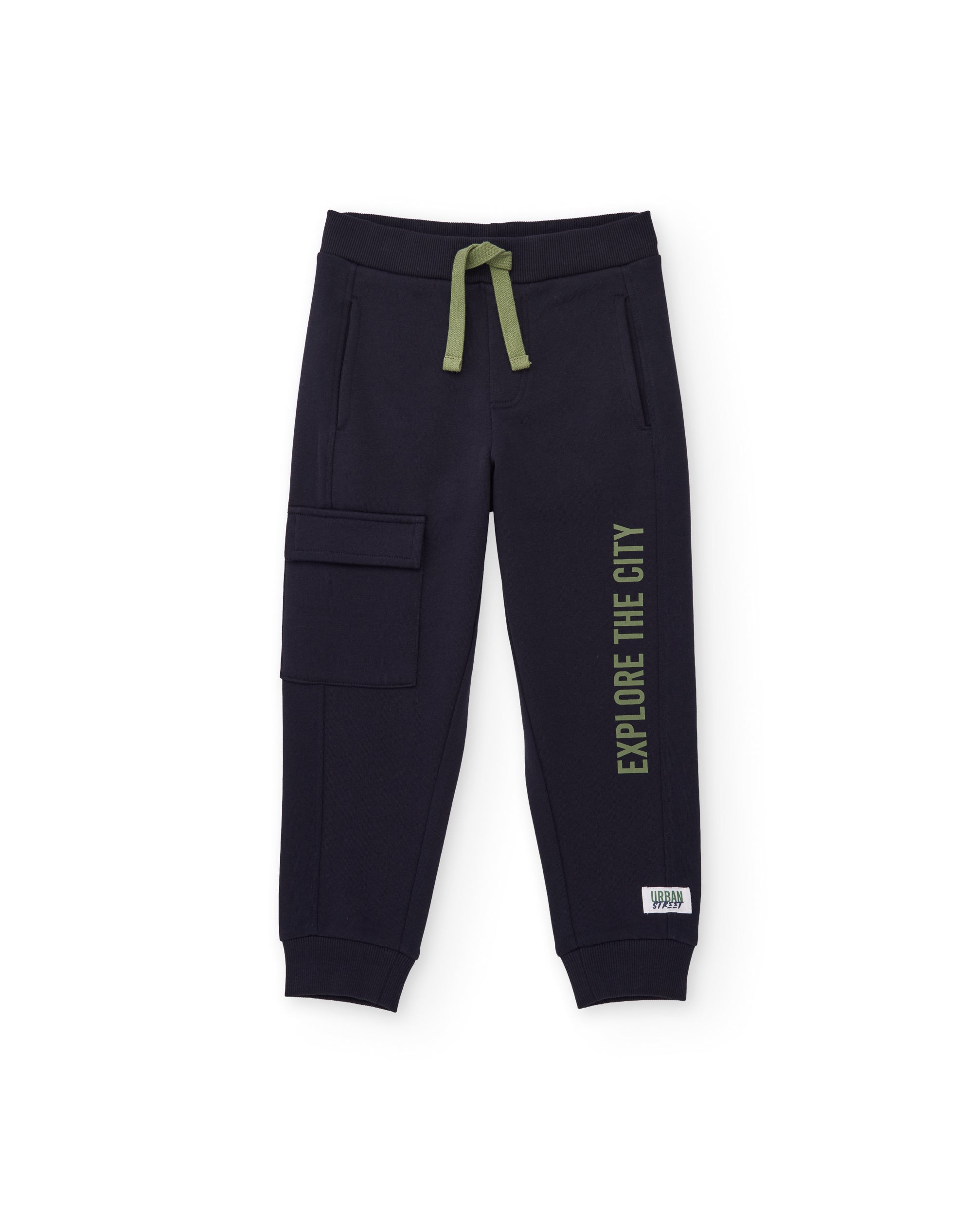 TucTuc Pantaloni bambino blu felpa cargo elasticizzati