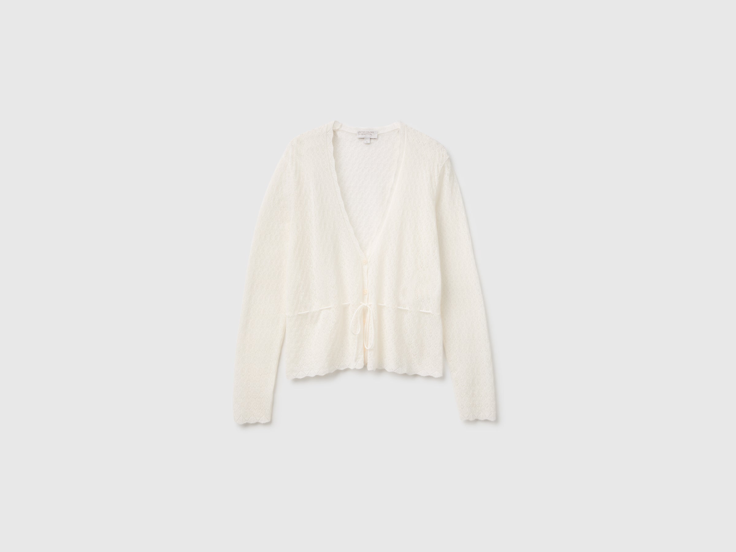 Benetton cardigan traforato lana leggera taglia S