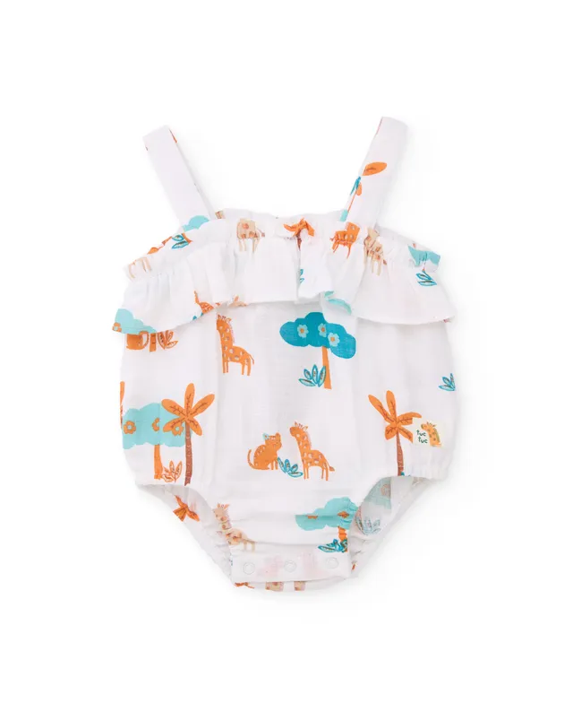 TucTuc Tutine salopette neonato bianco stampa giraffe
