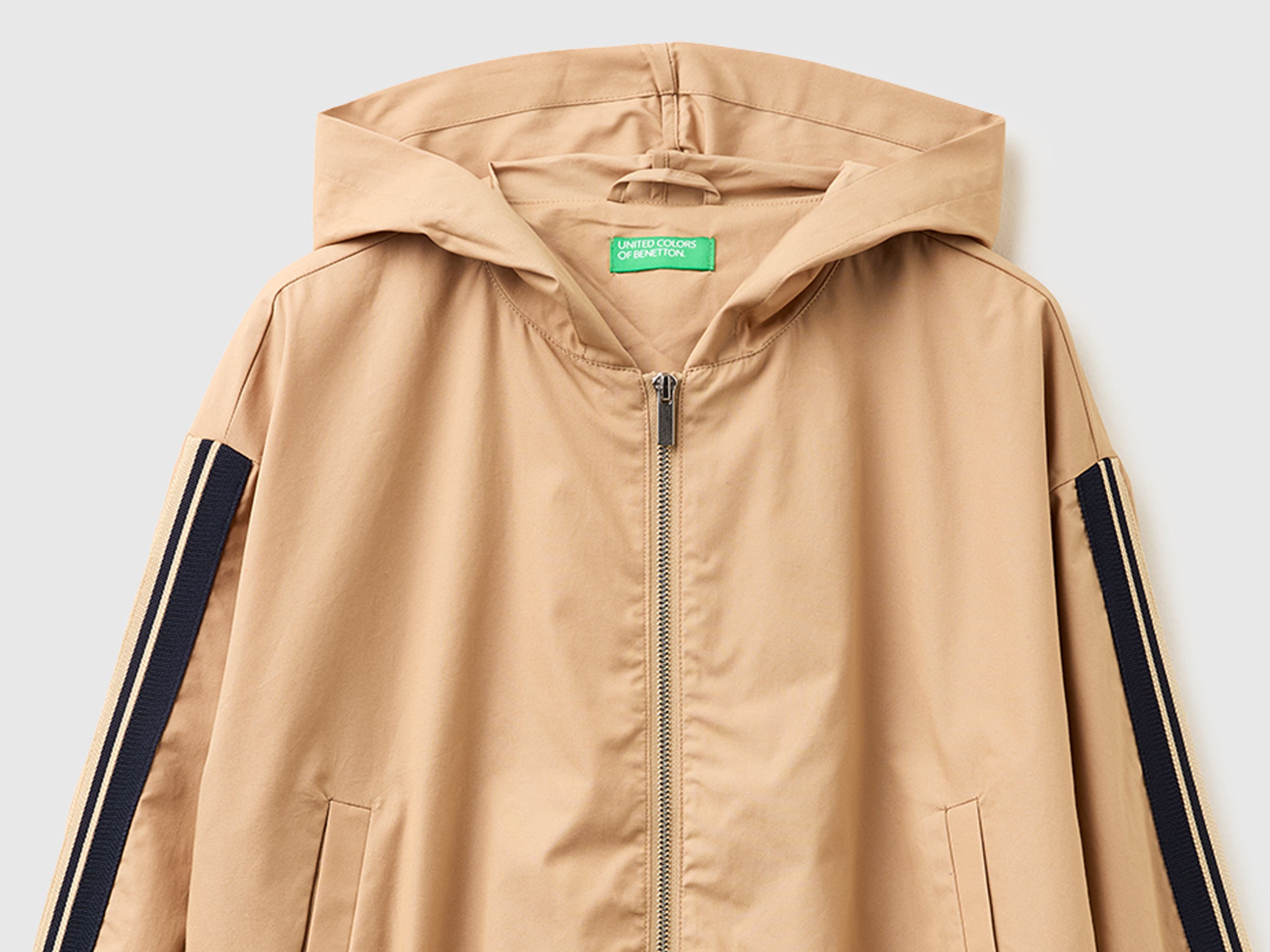 United Colors of Benetton Giacca Tela con Cappuccio Cotone