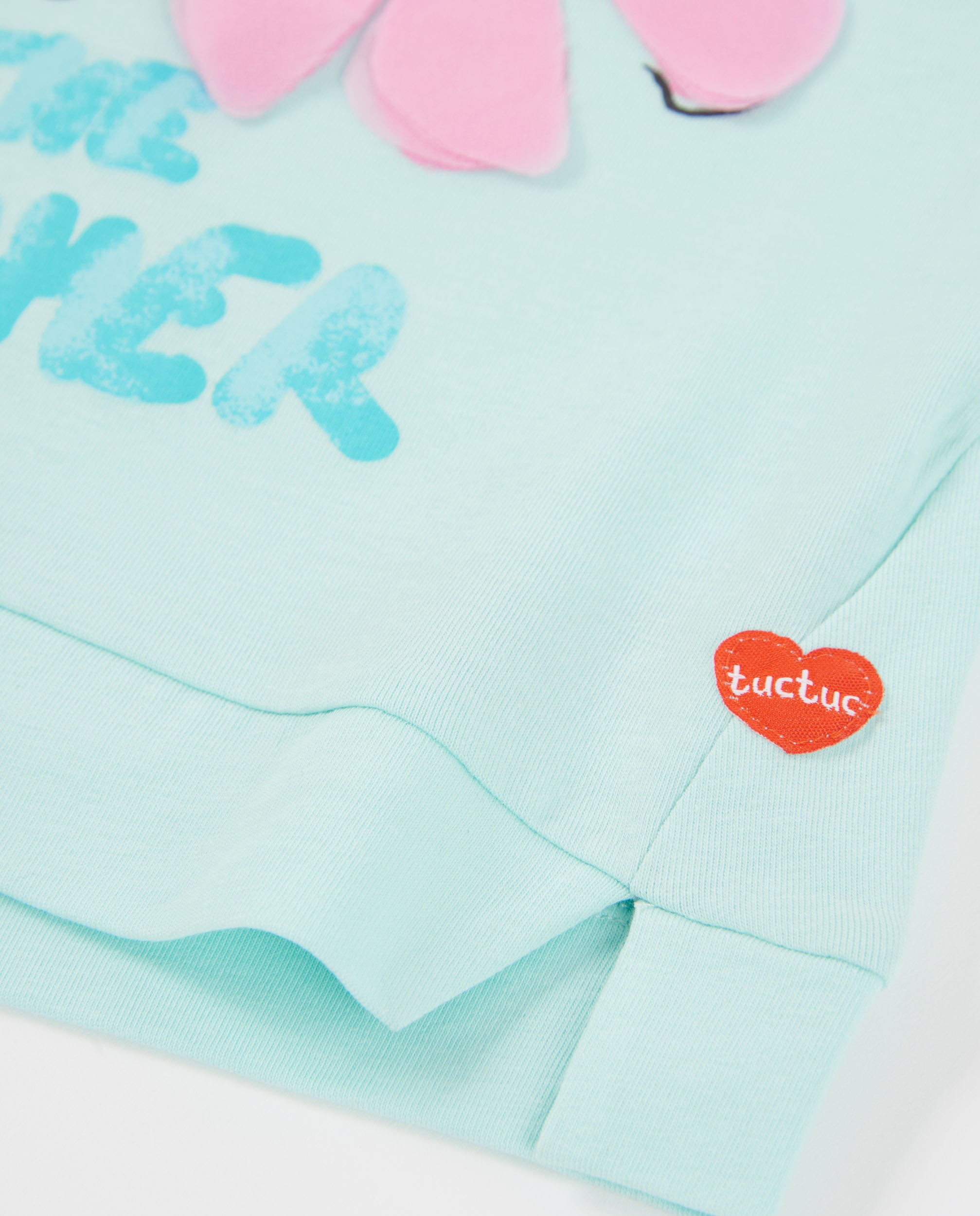 TucTuc Magliette t-shirt turchese bambina fiori