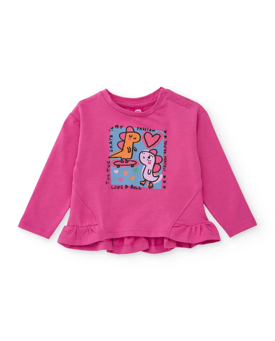 TucTuc Magliette Maglietta bambina fucsia dinosauri 2 anni