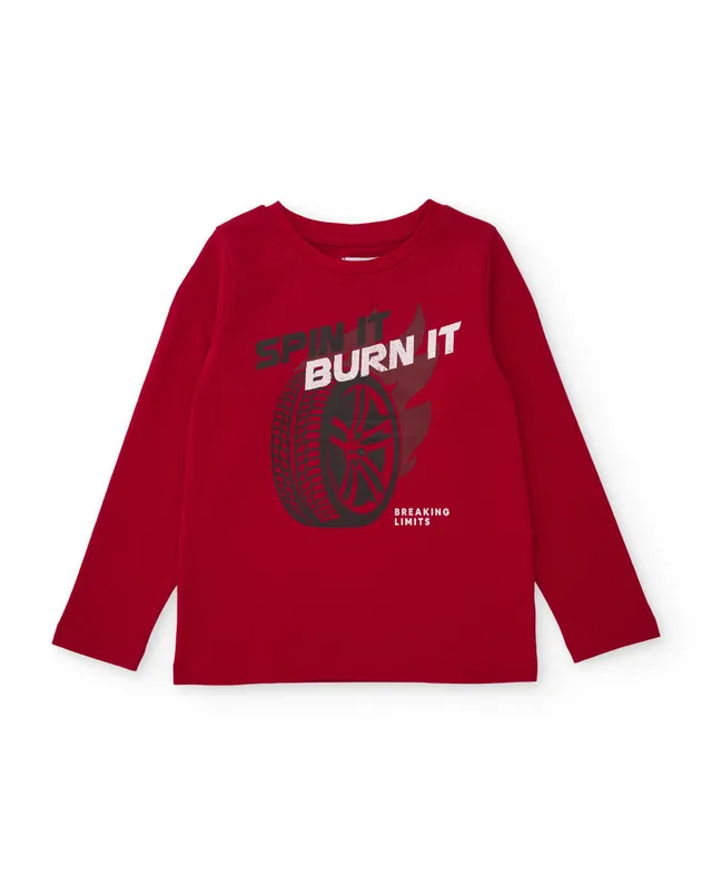 TucTuc Magliette Maglia Bambino Rossa Ruota Manica Lunga