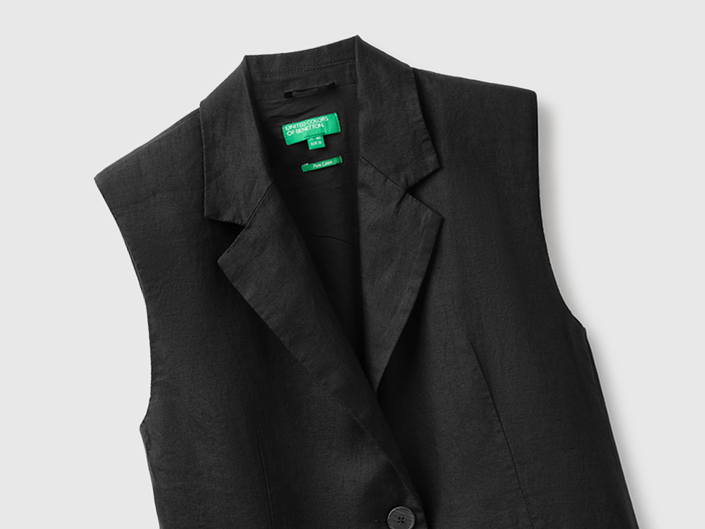 United Colors of Benetton Gilet lungo lino puro due bottoni