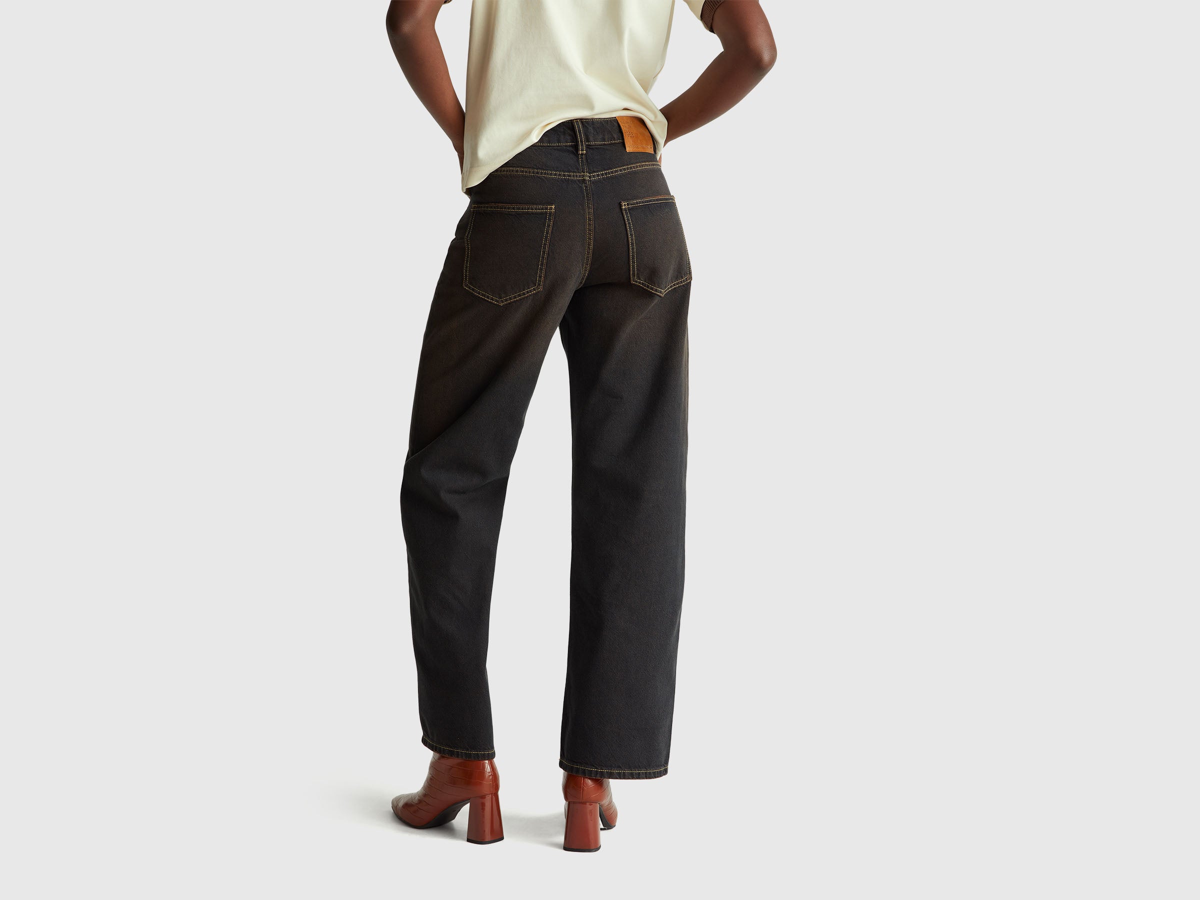 United Colors of Benetton Jeans Wide Leg 5 Tasche Denim Cotone
