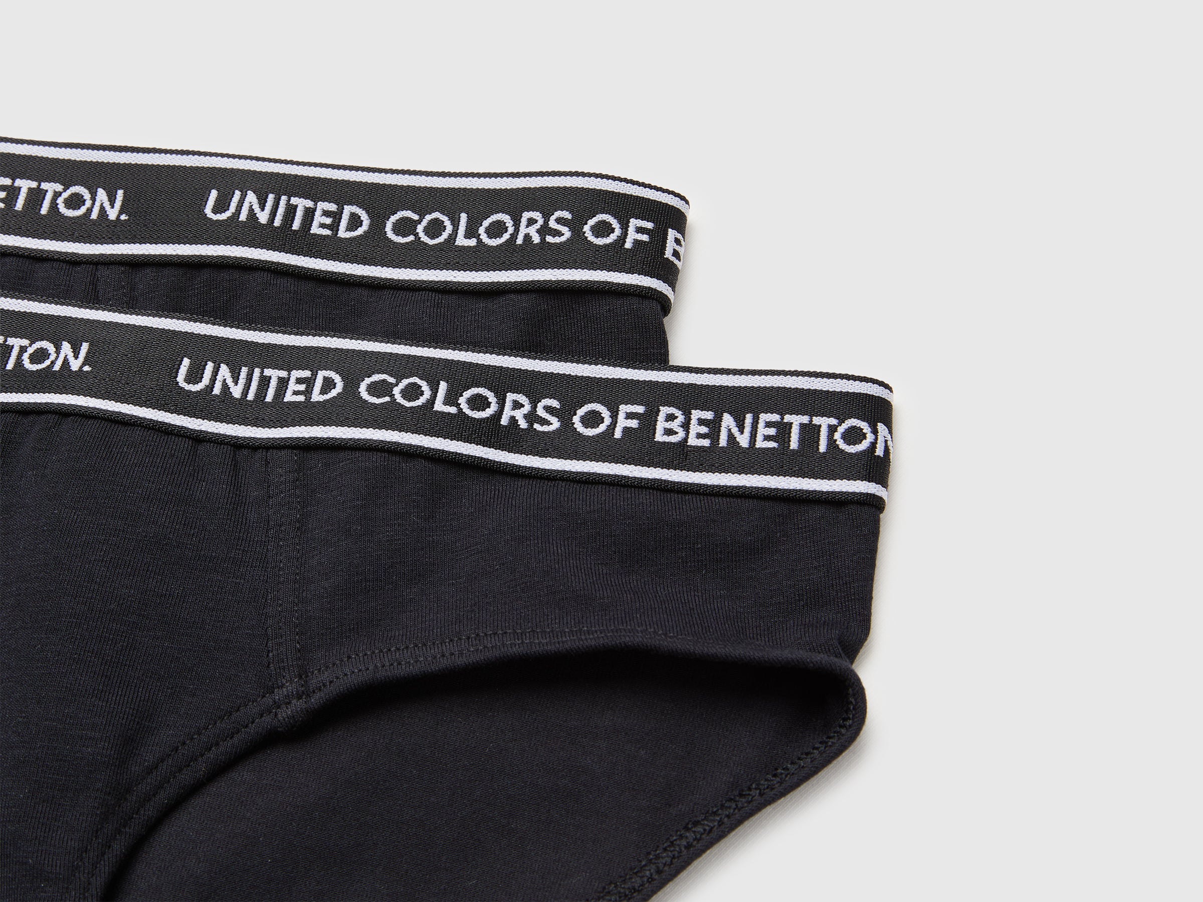 United Colors of Benetton Logo set 2 slip cotone nero 3-4