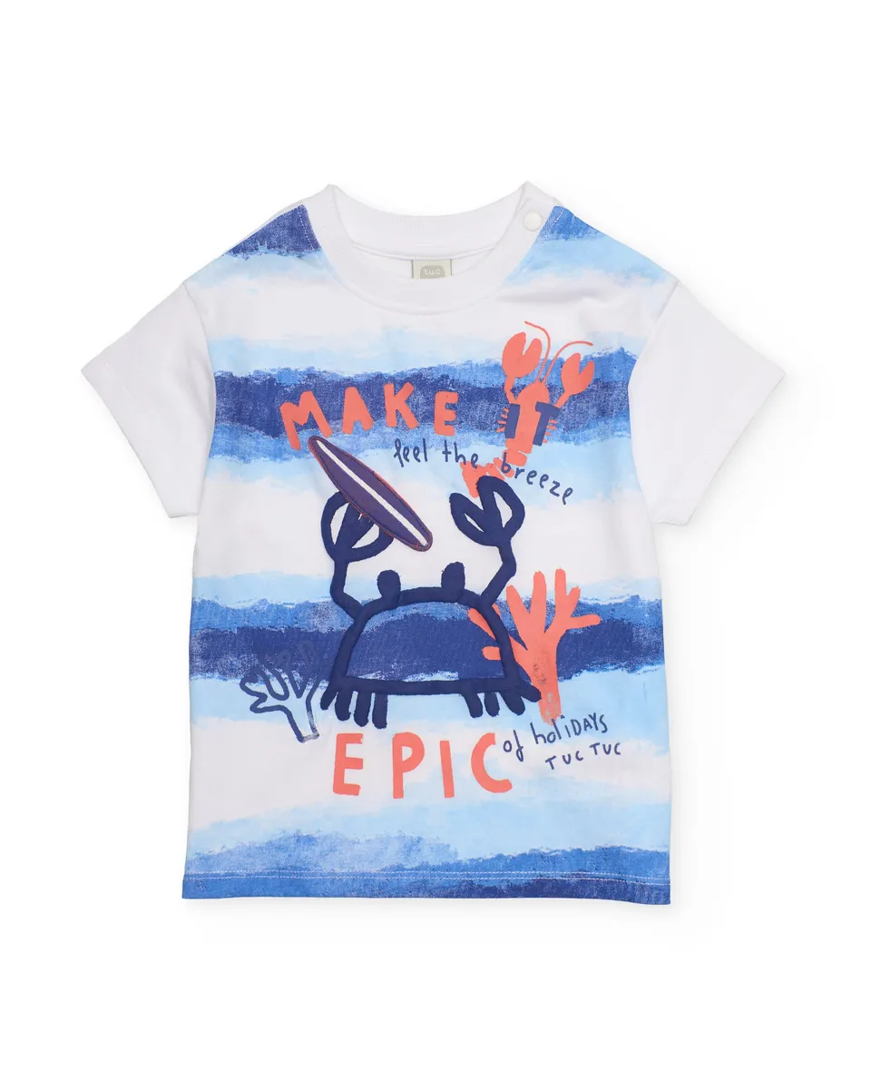TucTuc Magliette t-shirt bambino cotone blu granchio
