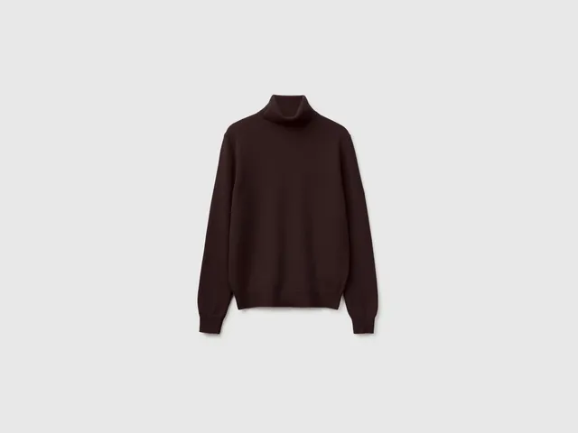 United Colors of Benetton maglione dolcevita lana Merino marrone
