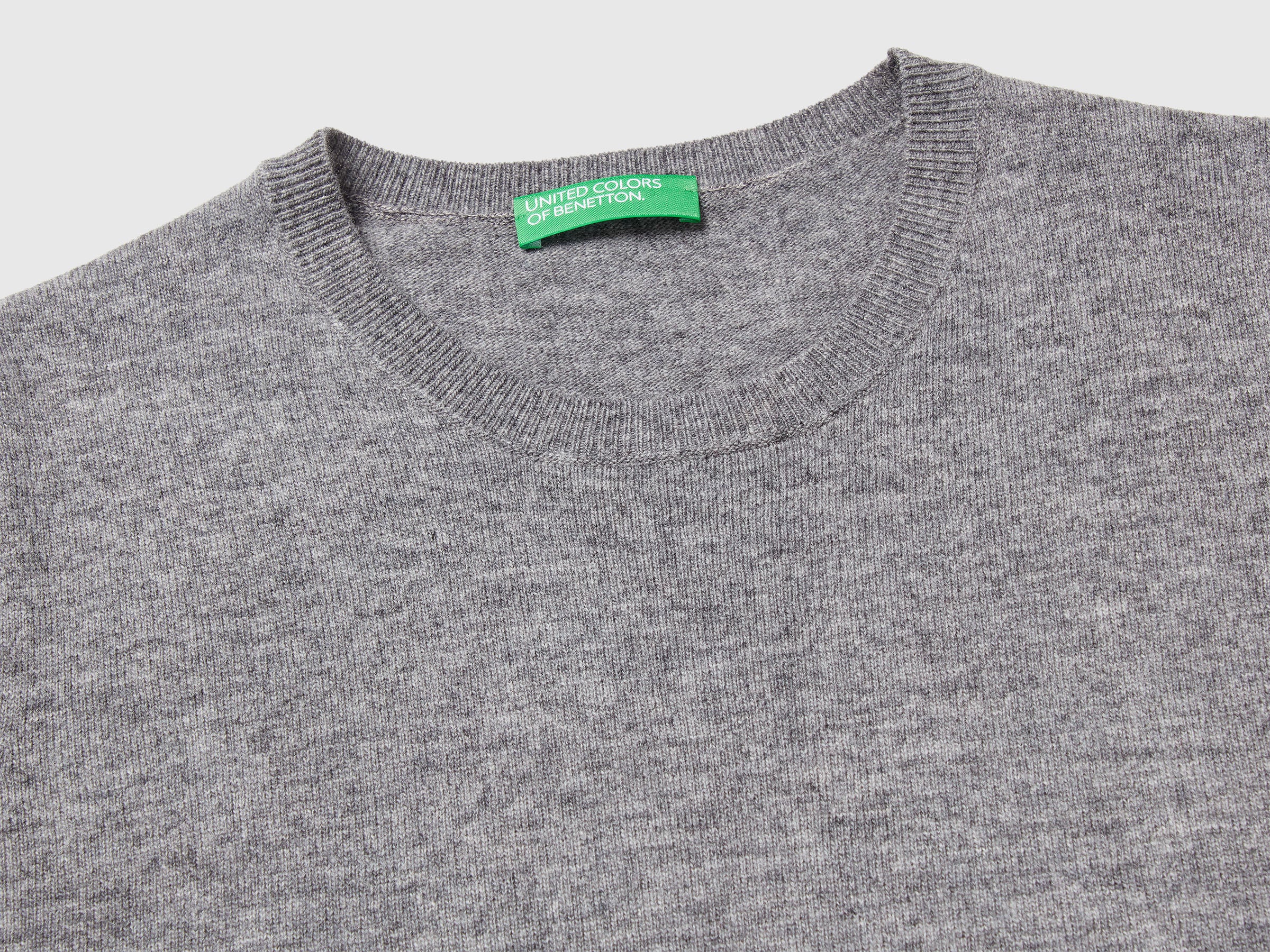 United Colors of Benetton maglione lana Merino grigio maniche corte