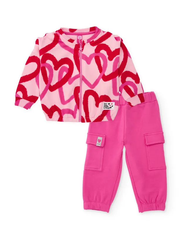 TucTuc Completi tuta bambina rosa felpa cuori cerniera