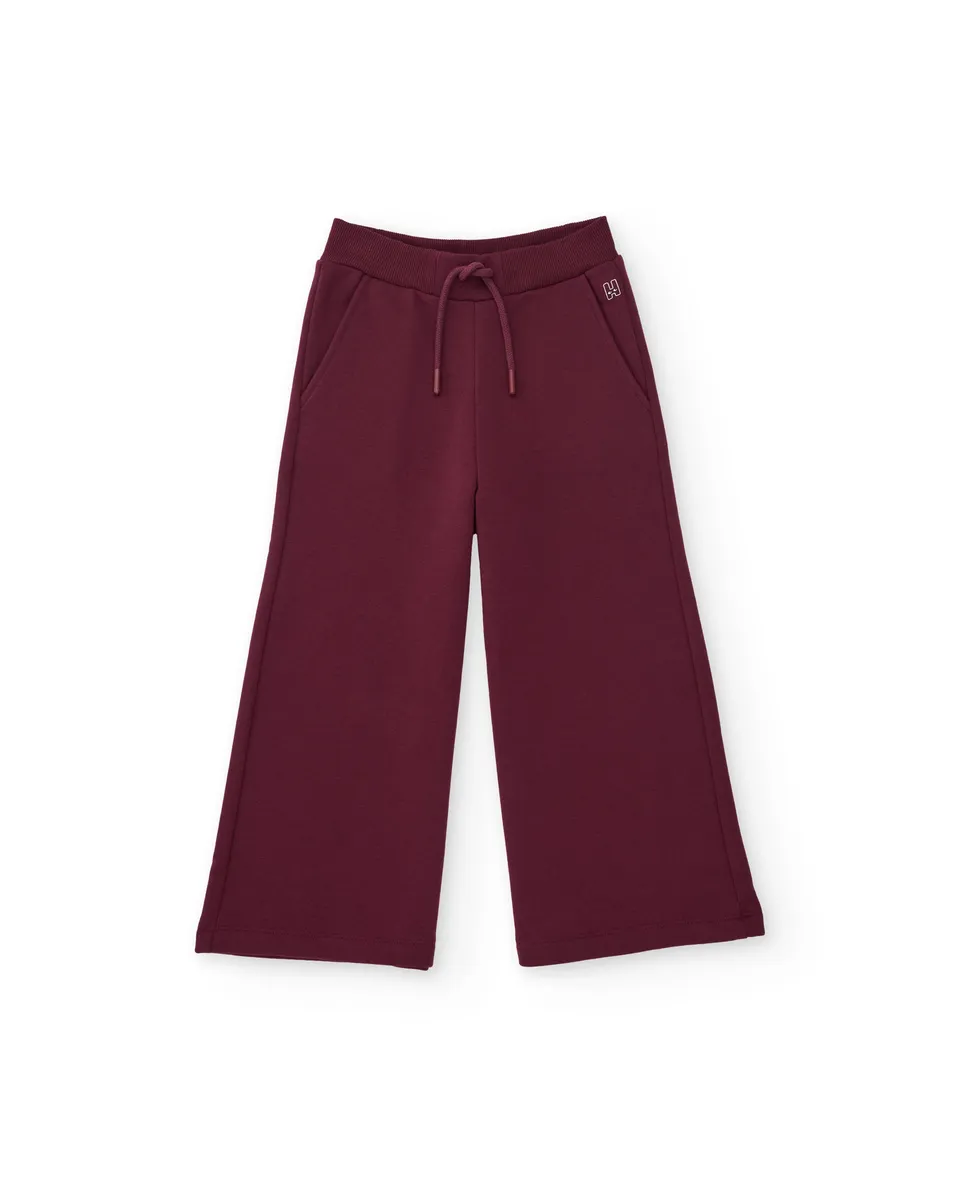 TucTuc Pantaloni Felpa Bambina Bordeaux Gamba Larga