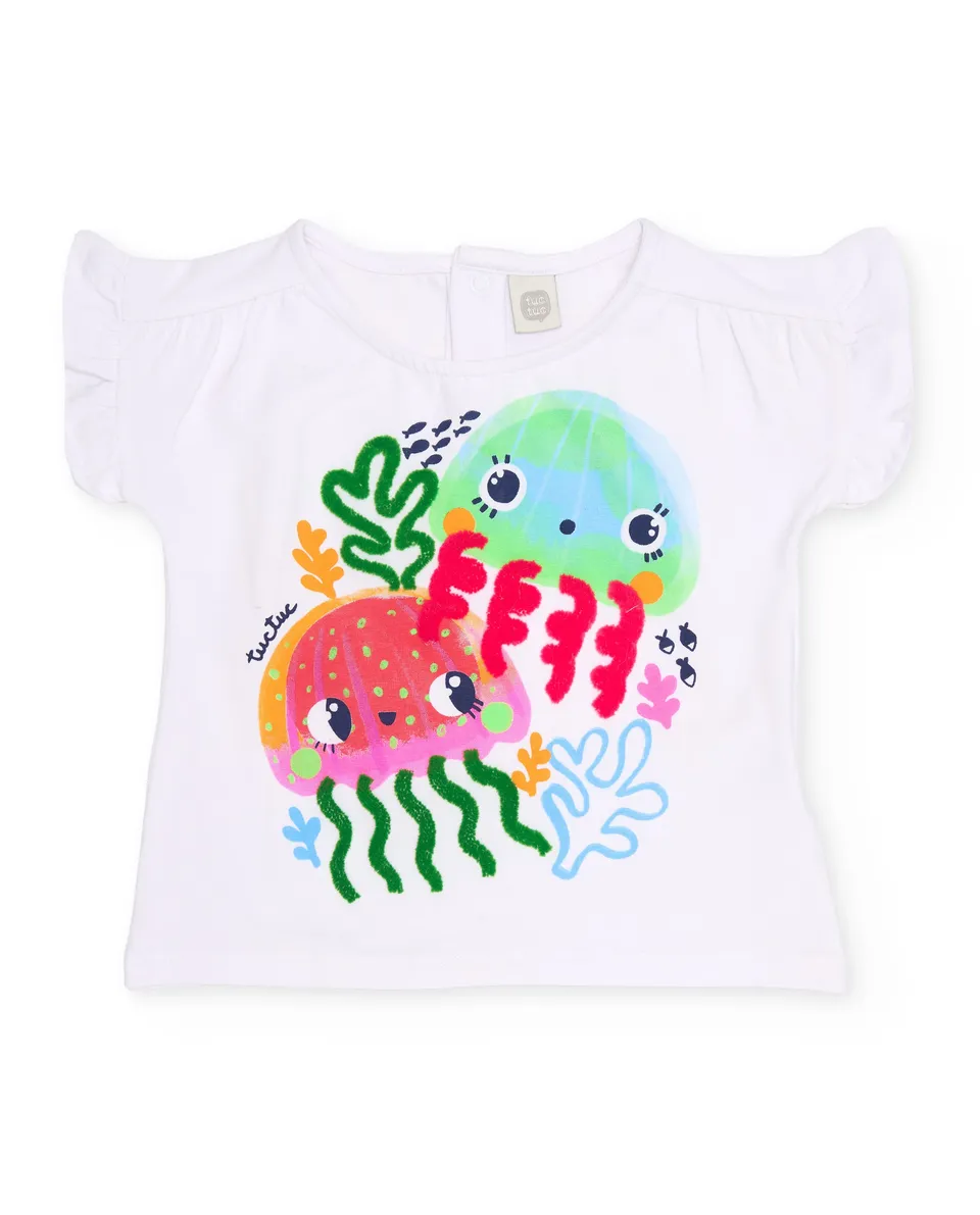 TucTuc Magliette T-shirt bambina bianco stampa meduse