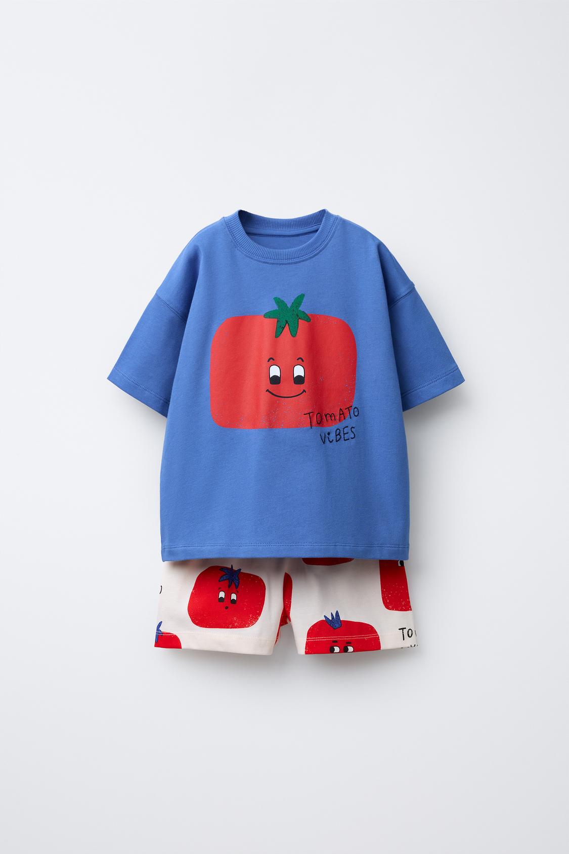 Kocarcia Kokarcia completo bambino t-shirt pomodoro blu 2-3 anni cotone