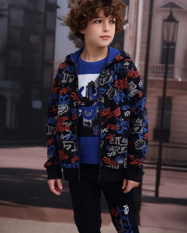 TucTuc Pantaloni tuta bambino blu navy graffiti felpa