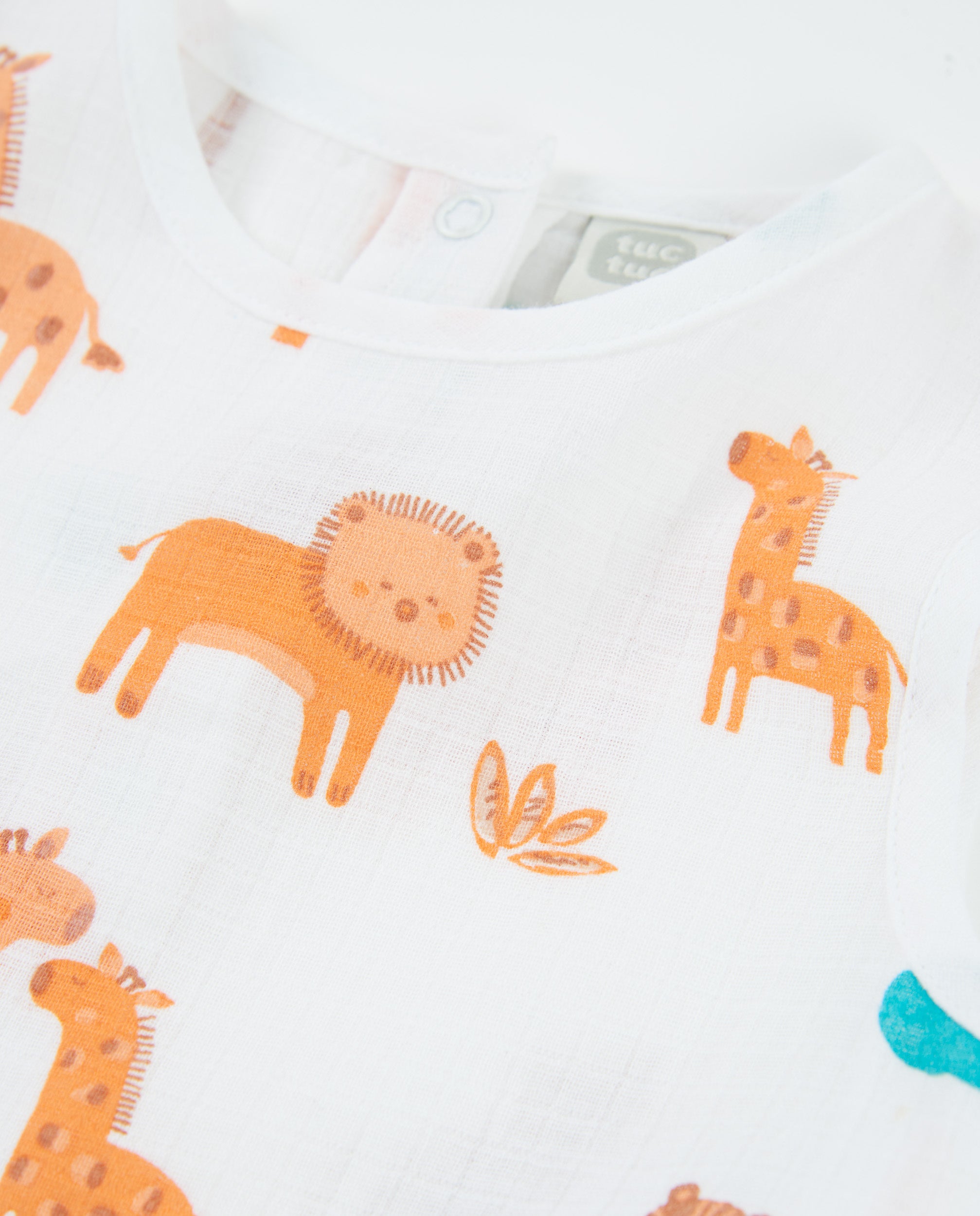 TucTuc Tutine salopette maglia neonato bianco stampa animali
