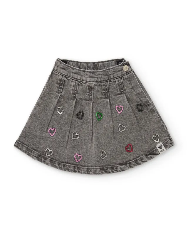 TucTuc Gonne Denim Bambina Grigio Chiaro Ricamo Cuori