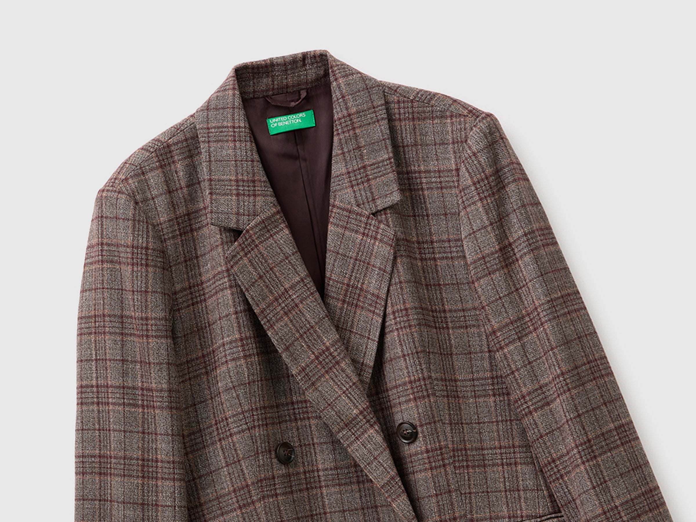 United Colors of Benetton Blazer Tartan Doppiopetto Tg 42