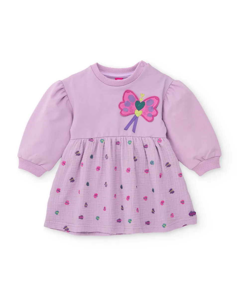 TucTuc Vestiti vestito bambina lilla farfalla cotone