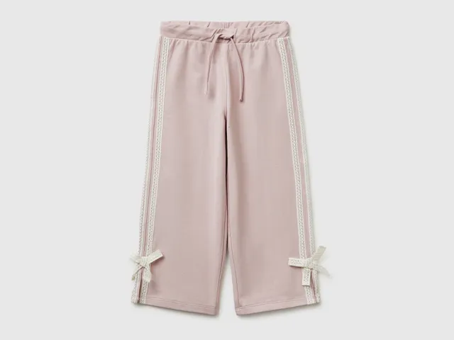 United Colors of Benetton Pantaloni pizzo fiocchi cotone bambina