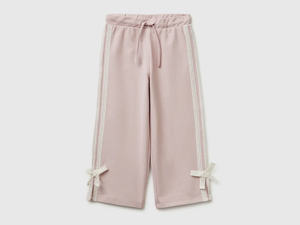 United Colors of Benetton Pantaloni pizzo fiocchi cotone bambina