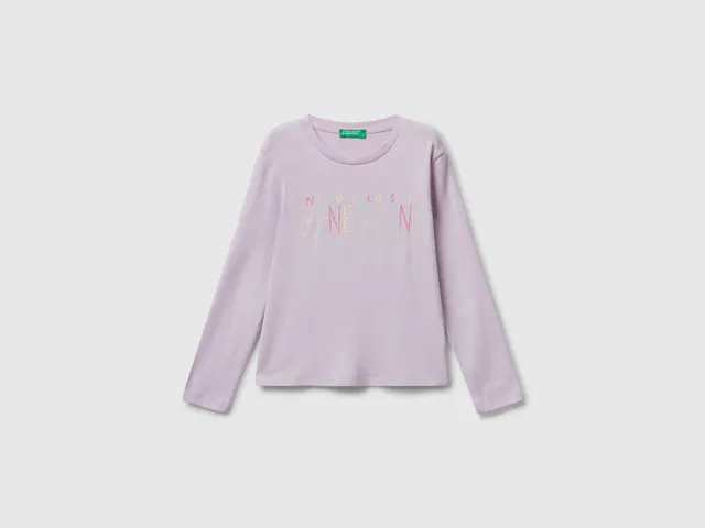United Colors of Benetton T-shirt bimba cotone logo glitter 116