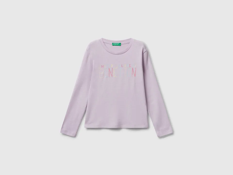 United Colors of Benetton T-shirt bimba cotone logo glitter 116