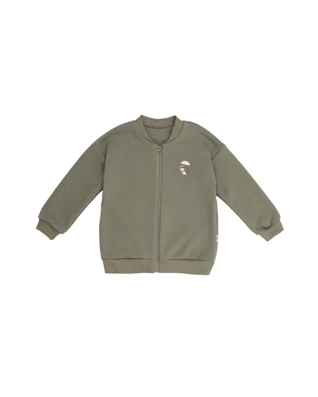 Woolly Organic AW26 felpa zip bambini ricamo riccio