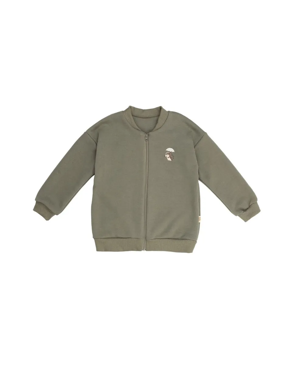 Woolly Organic AW26 felpa zip bambini ricamo riccio