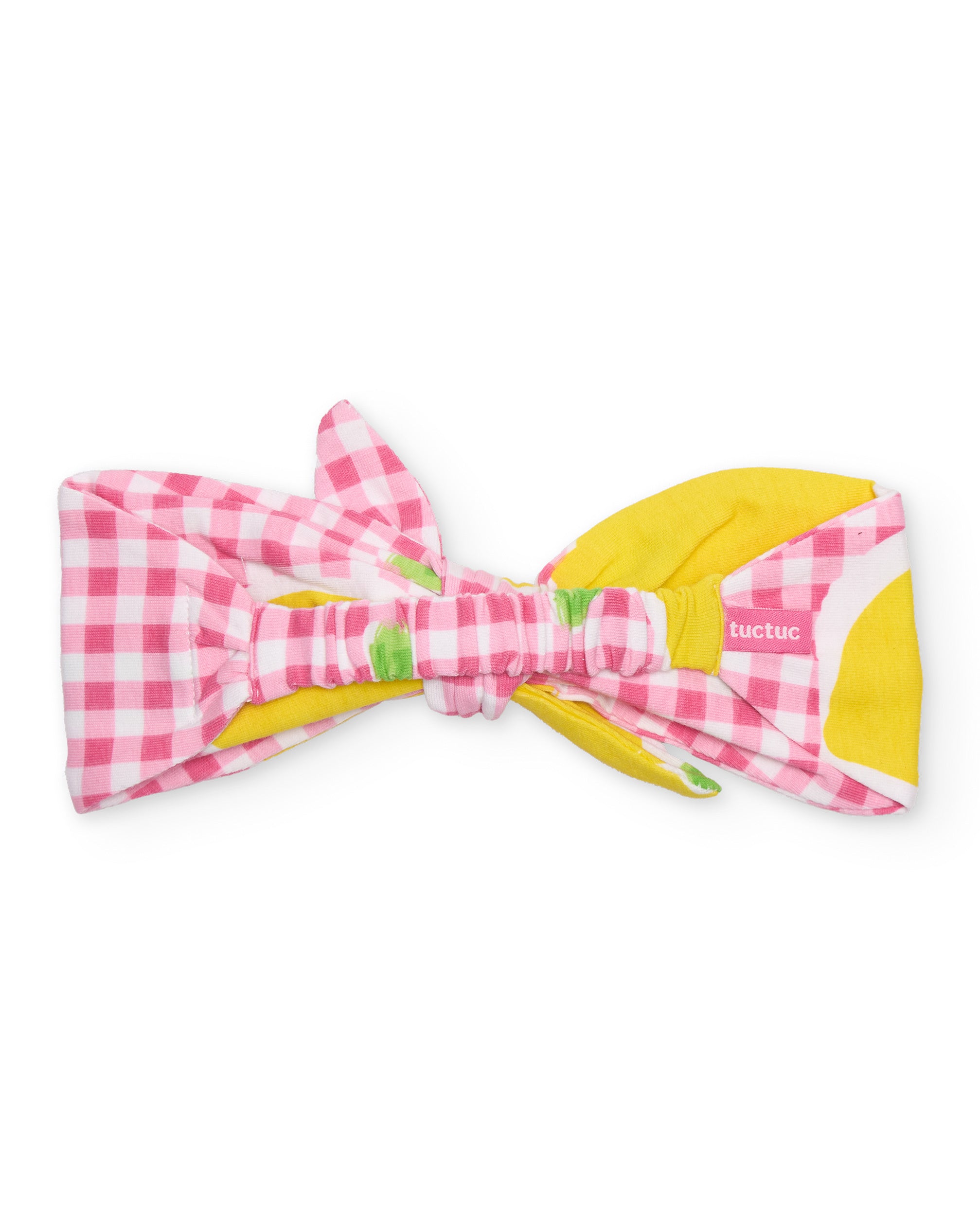 TucTuc Accessori fascia bambina rosa maglia stampa vichy limoni