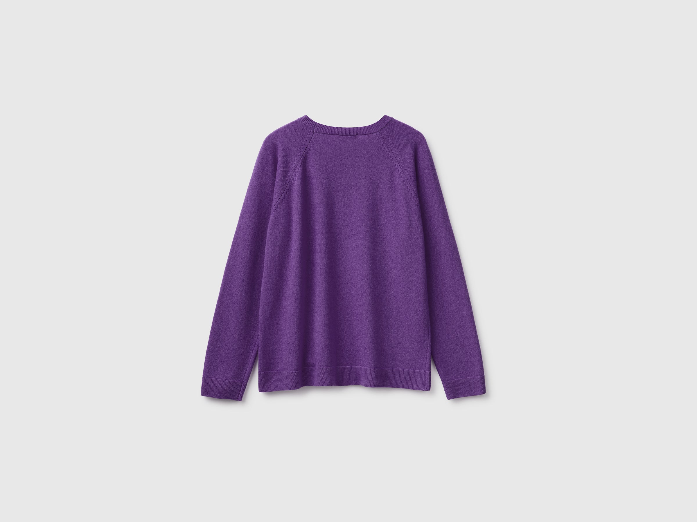 United Colors of Benetton Maglione Lana Cashmere Viola Girocollo