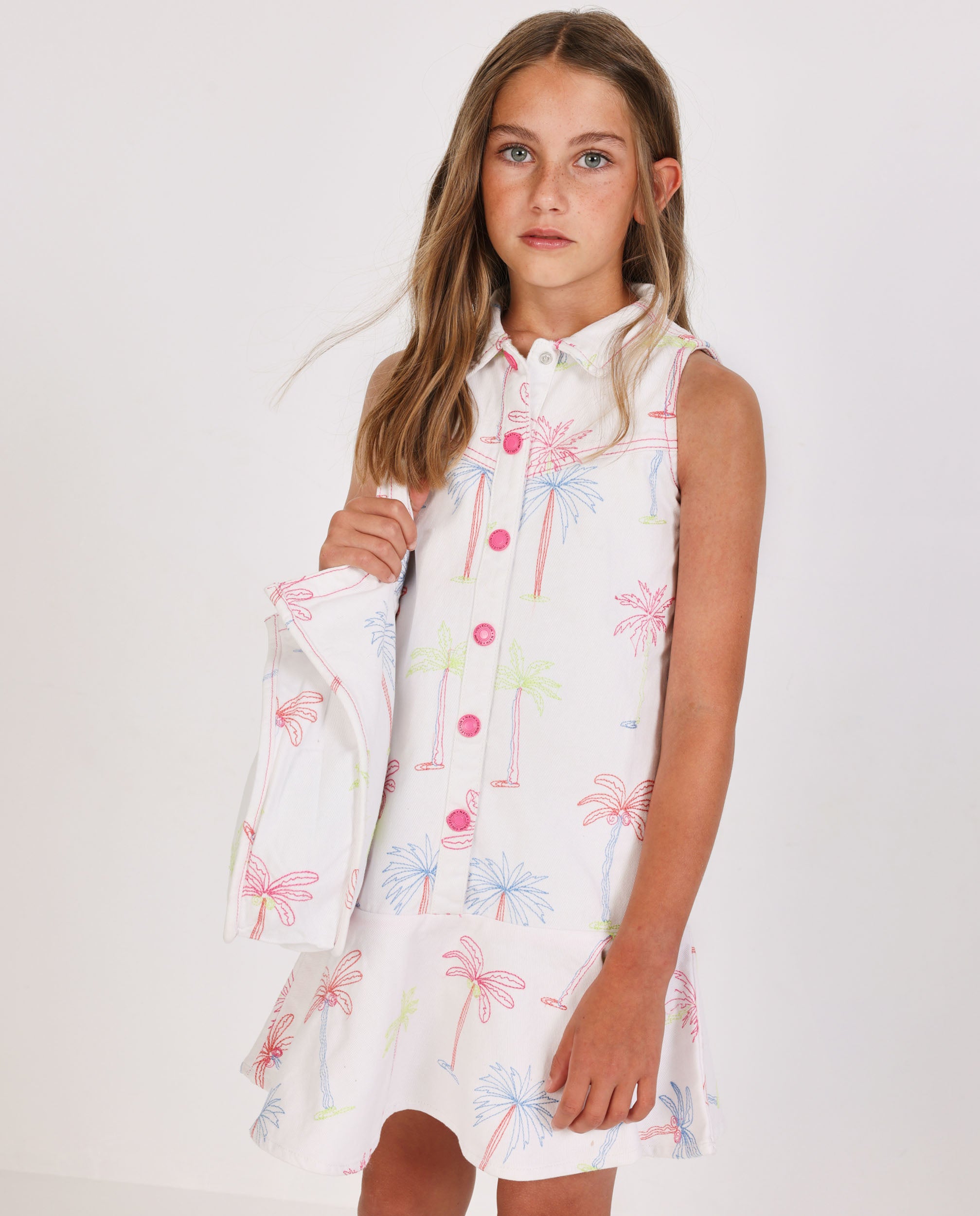TucTuc Vestiti vestito bambina palme bianco