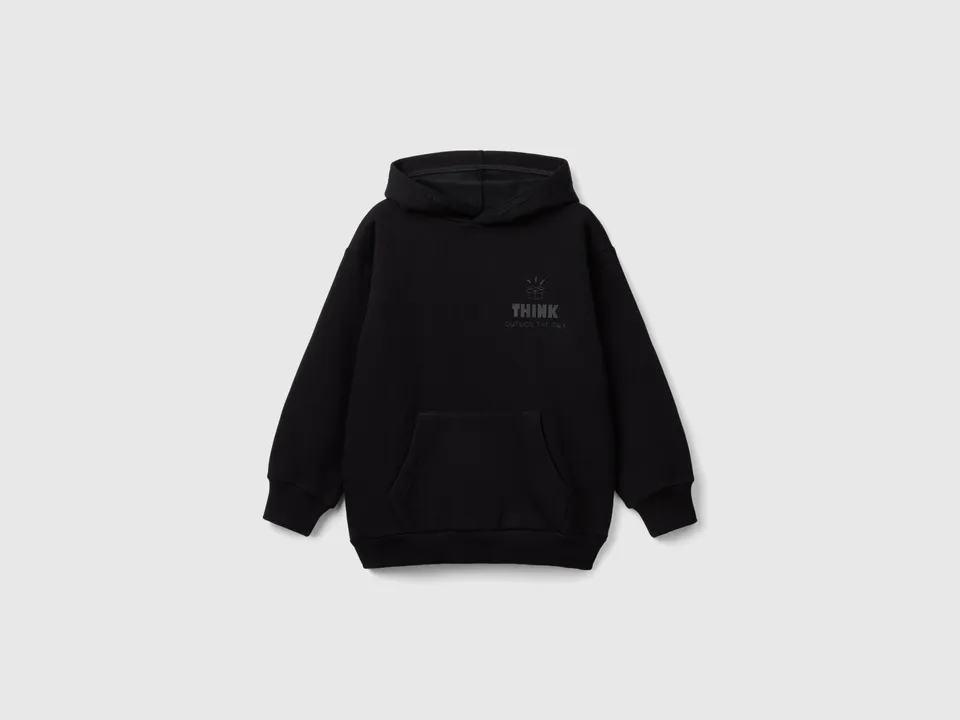 United Colors of Benetton felpa cappuccio L stampa cotone oversize