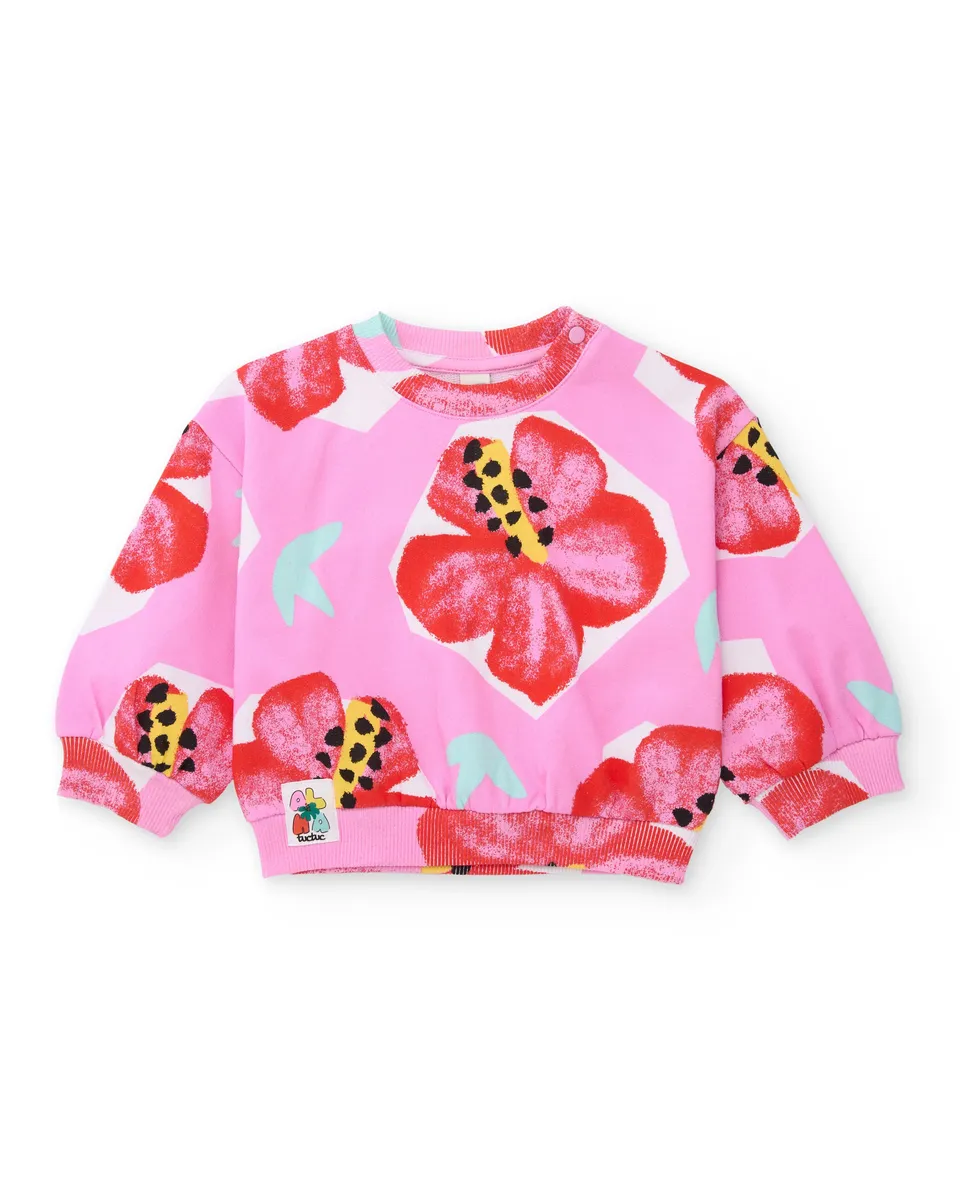 TucTuc Felpe Felpa Bambina Floreale Rosa