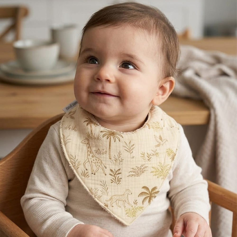 Petite Citrouille Safari bavaglino neonato beige cotone 12 mesi