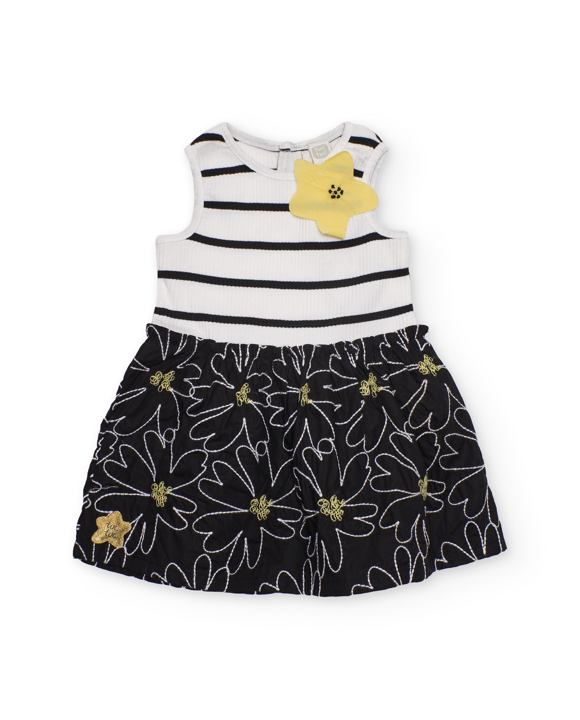 TucTuc Vestiti Vestito Bimba Nero Righe Fiore