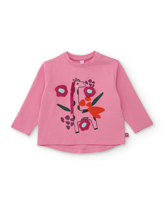 TucTuc Magliette maglietta bambina rosa giraffa cotone