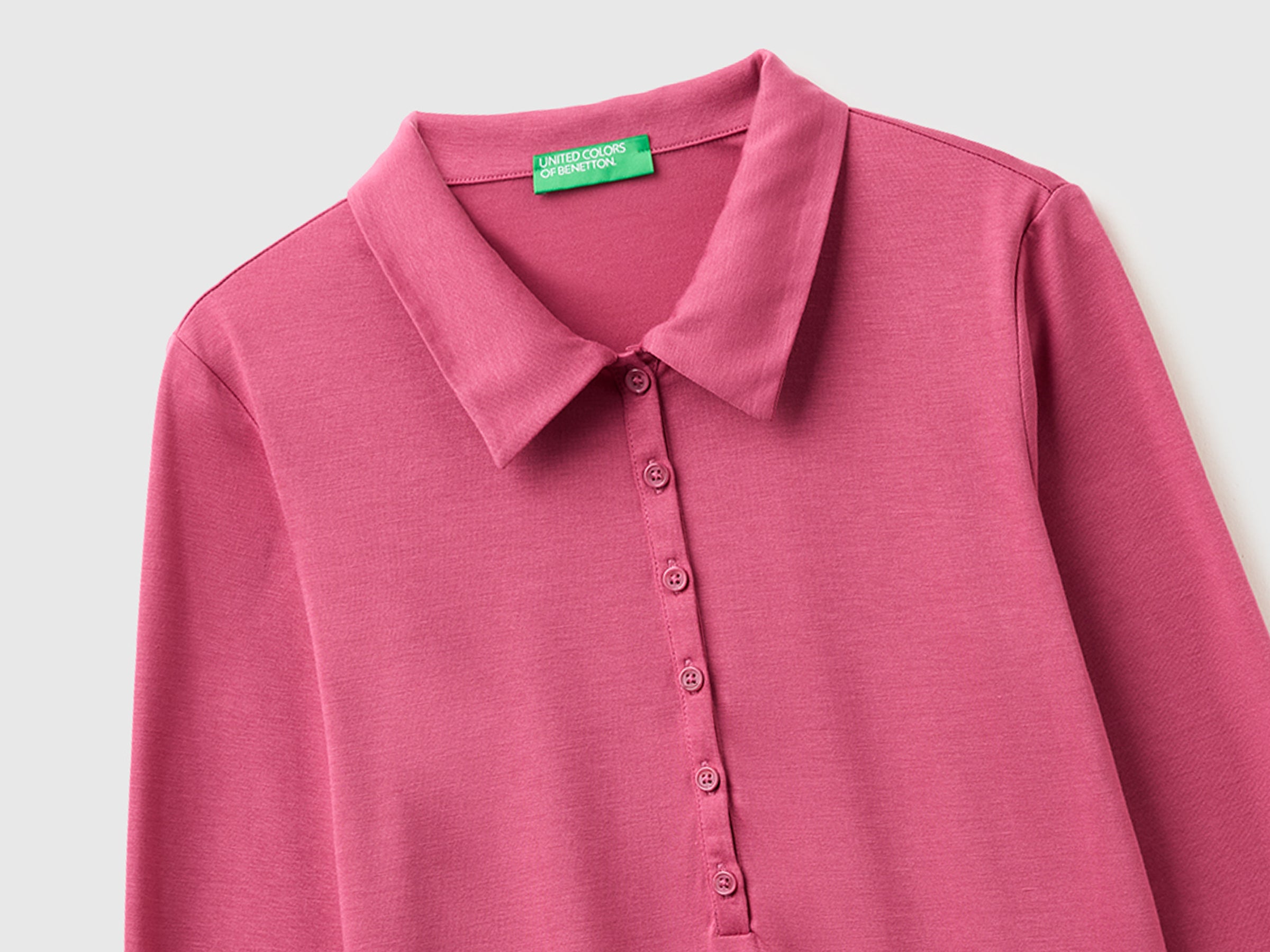 United Colors of Benetton polo jersey leggero viscosa manica lunga