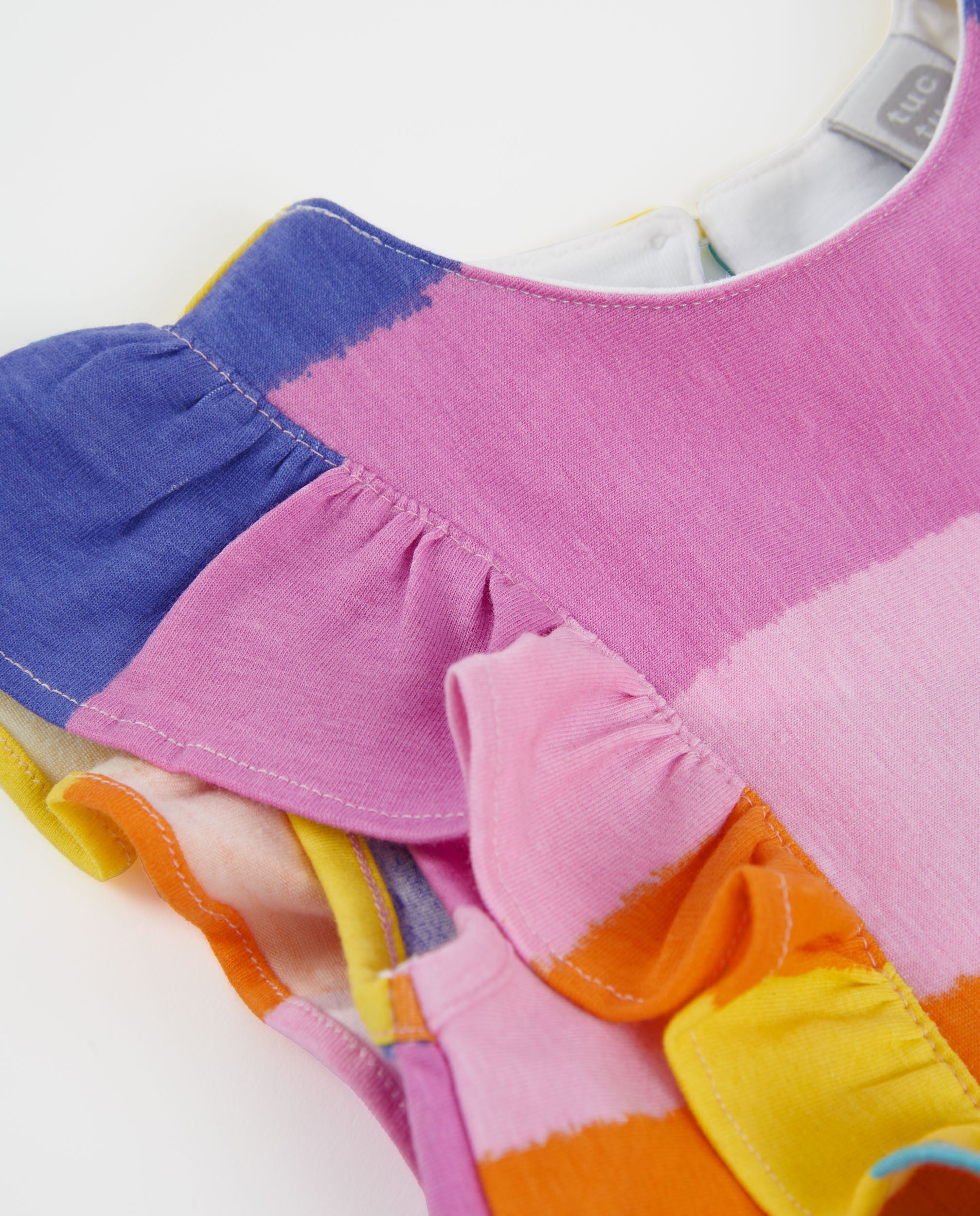 TucTuc Vestiti vestito righe volant abitino rosa multicolore
