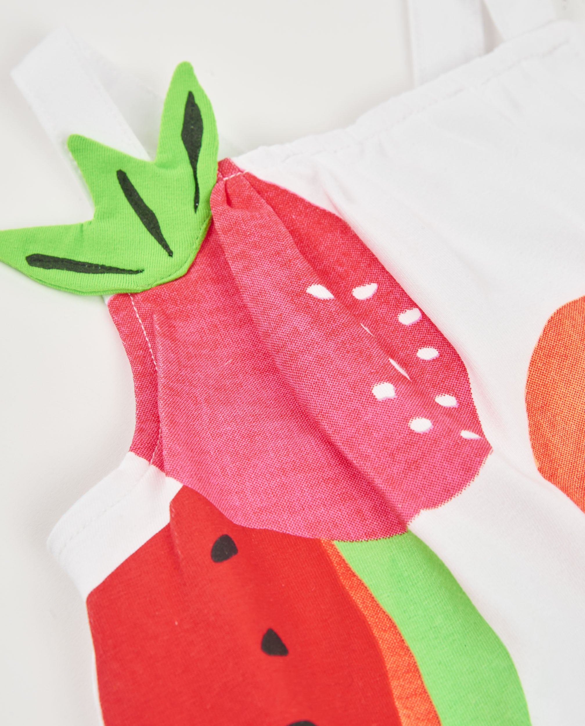 TucTuc Magliette bimba bianco frutta spalline foglie