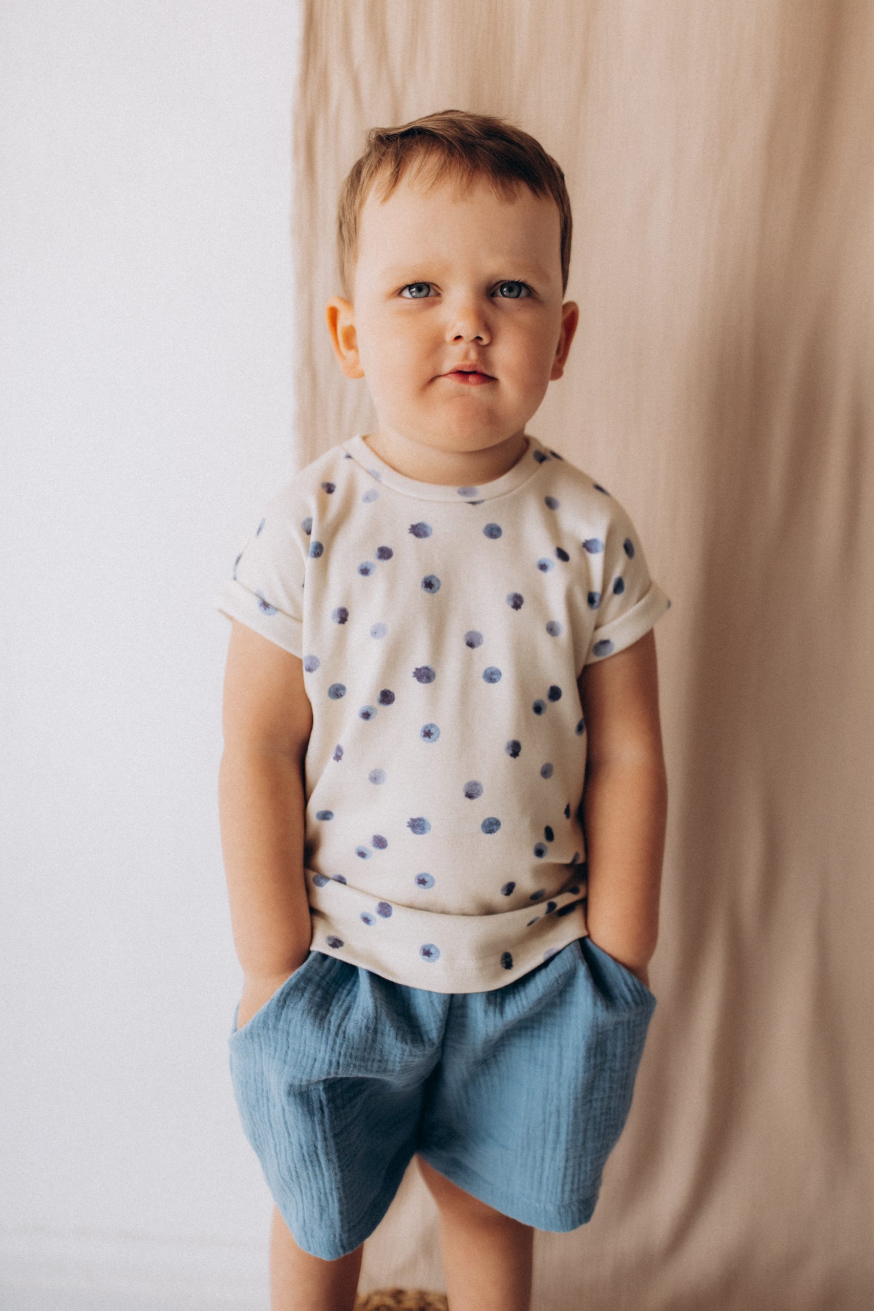 Woolly Organic T-Shirt SS26 maglietta bambino cotone Blueberry Breeze