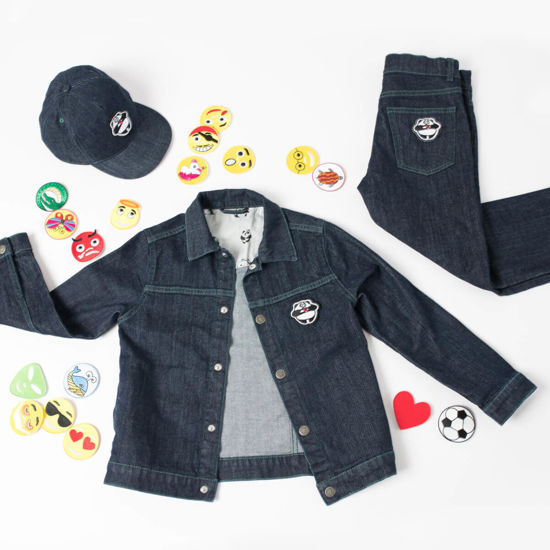 Pamboo Streetwear giacca jeans bimbi cotone bio con emoji