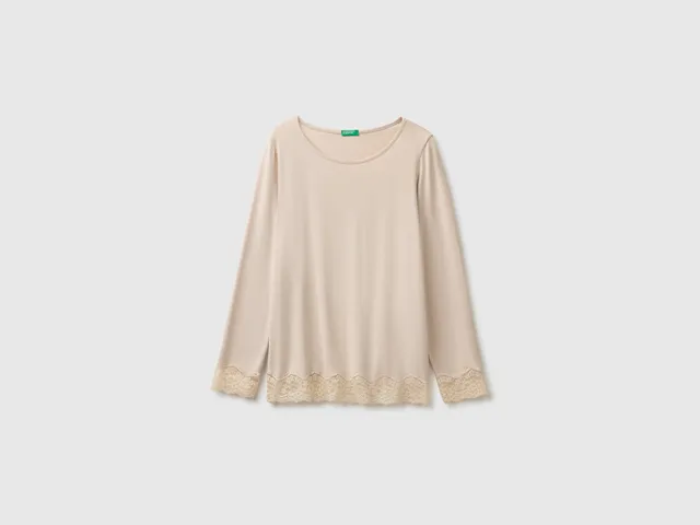 United Colors of Benetton Camicia viscosa pizzo fluida taglia S