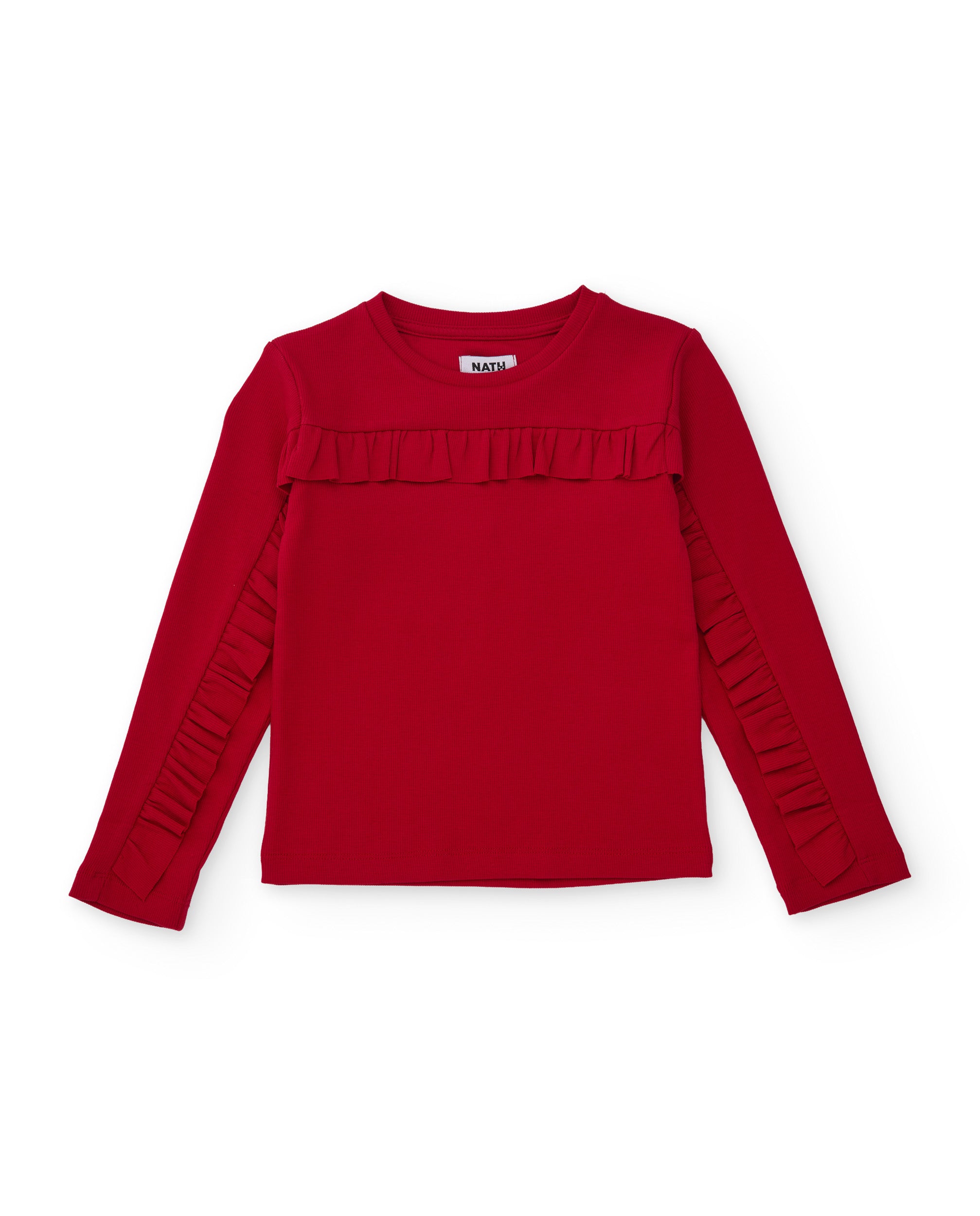 TucTuc Magliette Maglia Volant Rossa Bambina Manica Lunga
