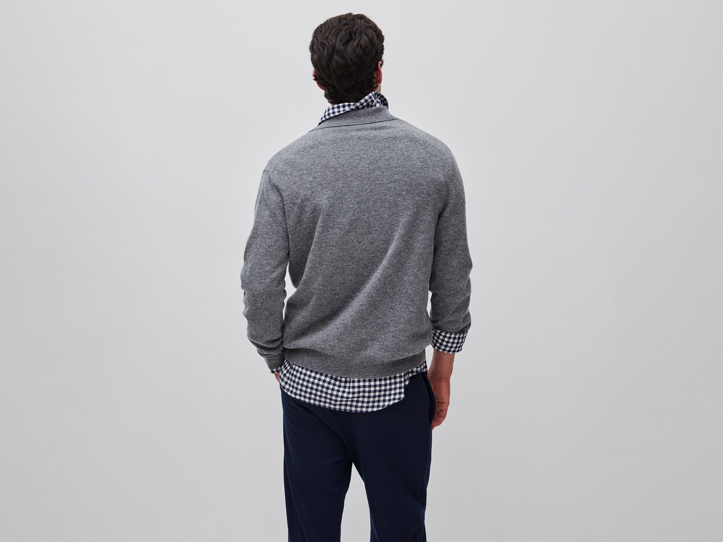 Benetton Polos polo grigio melange lana merino M