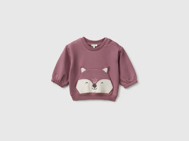 Benetton Felpa tasca animali cotone bio neonato