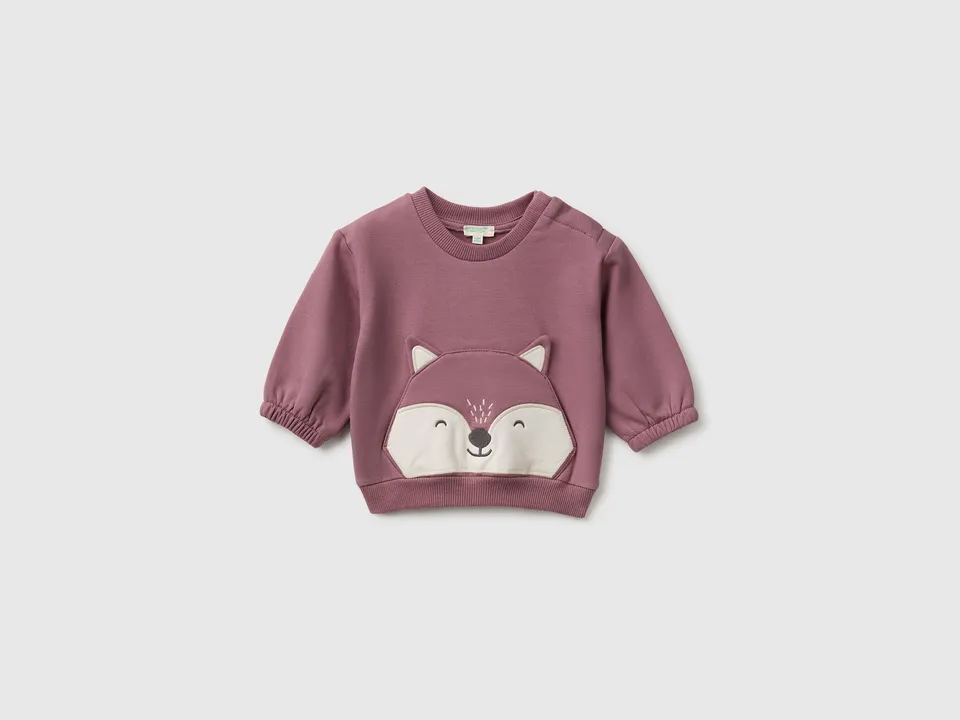 Benetton Felpa tasca animali cotone bio neonato