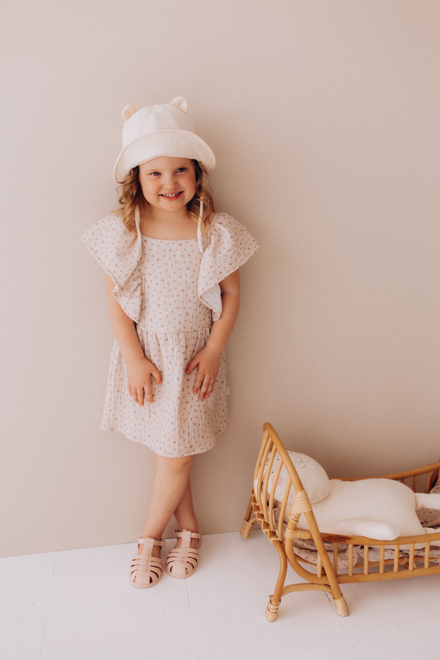 Woolly Organic Muslin Dress Wings vestito bambina cotone bio