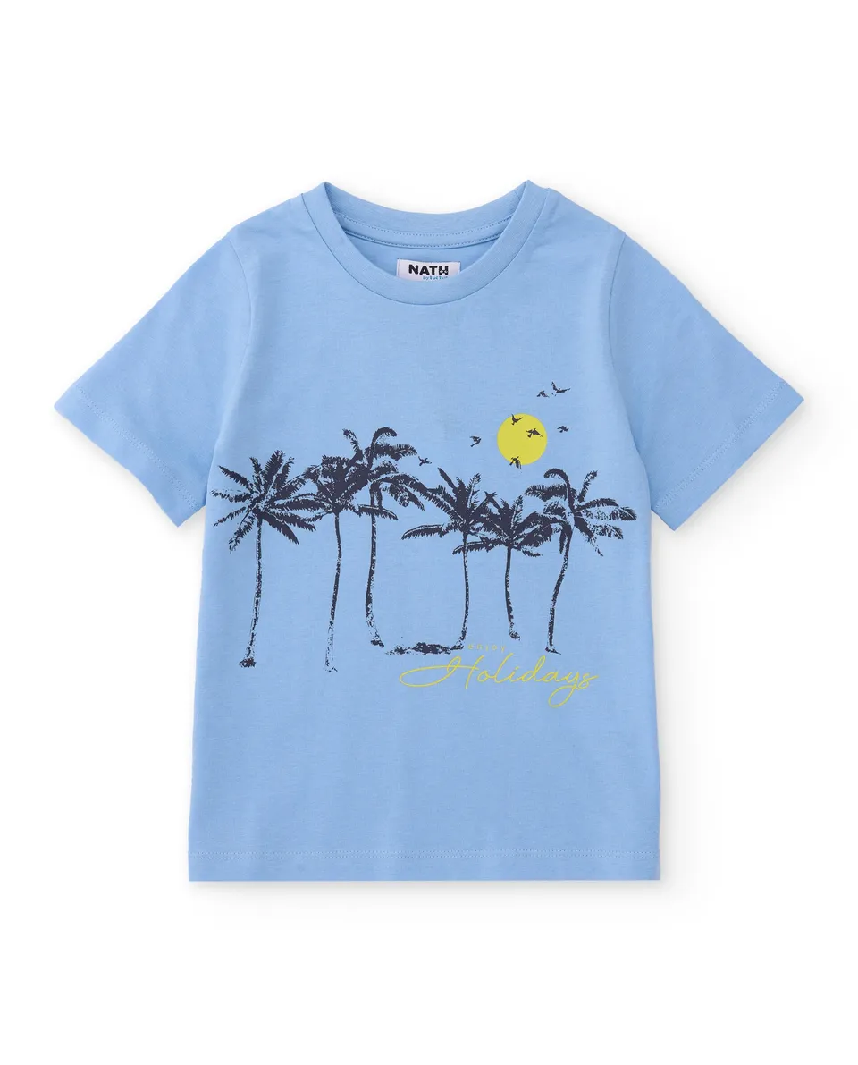 TucTuc Magliette T-shirt bambino palme blu jersey leggero