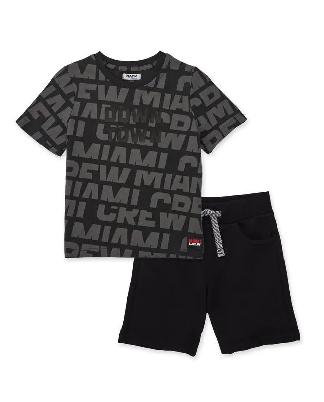 TucTuc Completi Bimbo Maglia Nero 4-16 Anni T-shirt+Bermuda