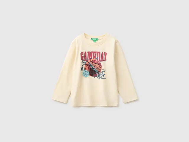 United Colors of Benetton T-shirt cotone biologico stampa ricamo 104